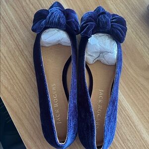 Jack Rogers Velvet Bow Flats Heidi Midnight Navy - 8 Medium